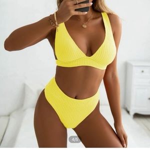 yellow shein bikini nwt